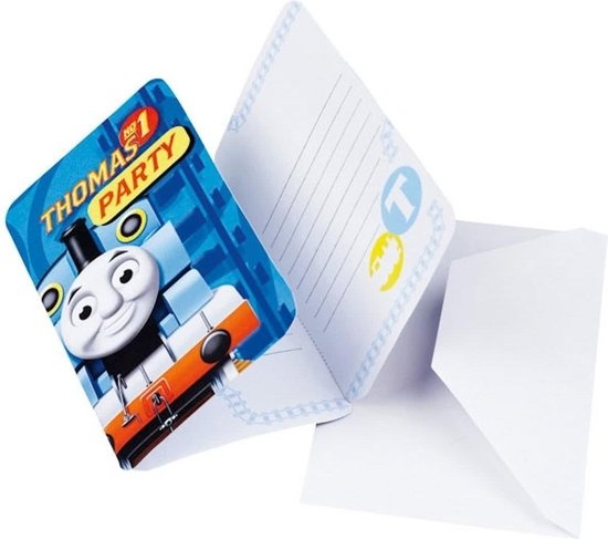 Thomas De Trein Uitnodigingen Met Envelop 15 Cm Blauw 6 Stuks