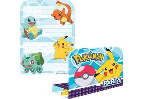 Pokemon - themafeest - kinderfeest uitnodigingen - 8x stuks - inclusief enveloppen - Thema feest uitnodigingen