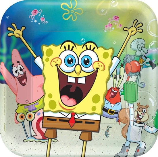 Amscan - Sponge Bob Borden (8 stuks) - 23 x 23 cm
