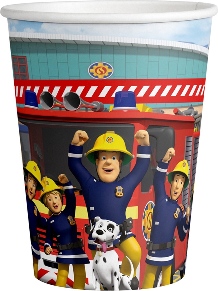 AMSCAN - 8 kartonnen bekers Sam de Brandweerman 250 ml