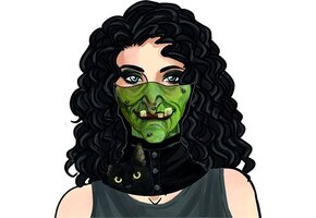 Amscan Nekwarmer Heks Dames Polyester Groen/zwart One-size