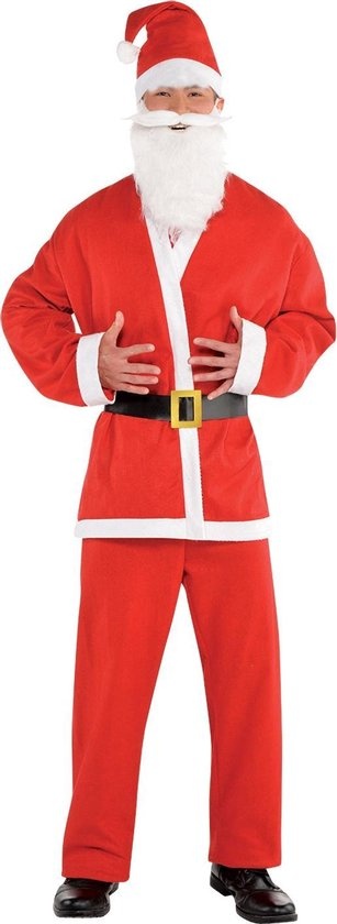 Amscan Verkleedpak Kerstman Heren Katoen Rood 6-delig Maat S