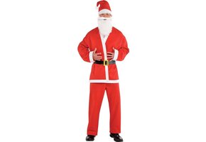 Amscan Verkleedpak Kerstman Heren Katoen Rood 6-delig Maat L