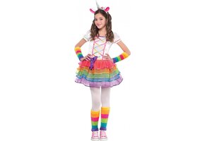 Eenhoornkostuum Meisjes Regenboog Unicorn Maat 110 (5 jaar)