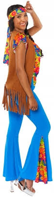 Hippie retro dames kostuum maat M-L