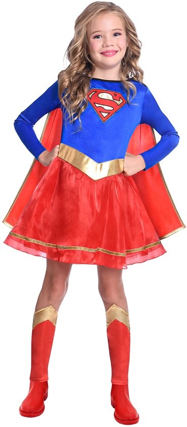 RIETHMULLER - Klassiek Supergirl-kostuum voor meisjes - 128 (6-8 jaar)