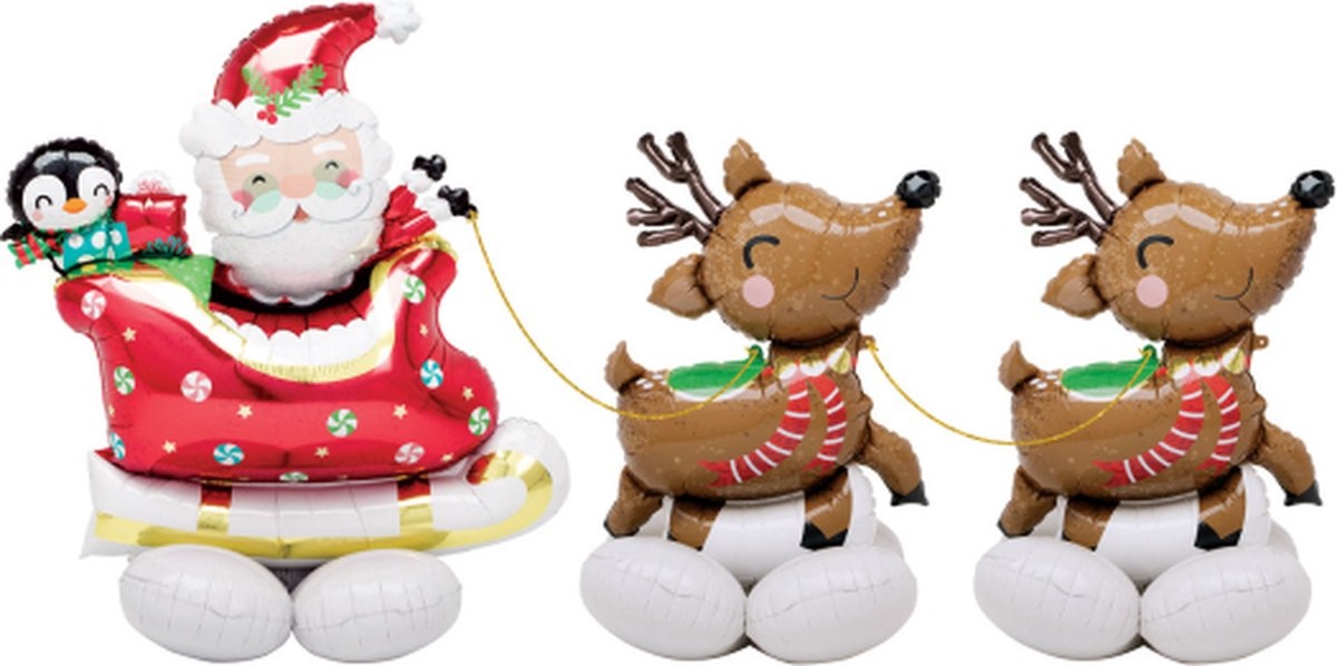 Airloonz - Kerstman en Rendieren 251 x 129 cm