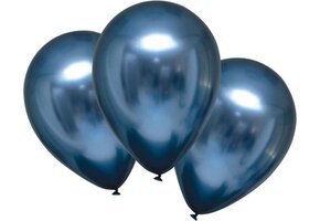 AMSCAN - 6 Marineblauwe satijnen latex ballonnen 28 cm