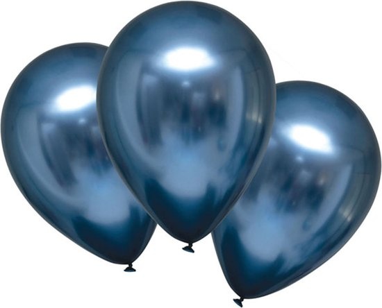 AMSCAN - 6 Marineblauwe satijnen latex ballonnen 28 cm