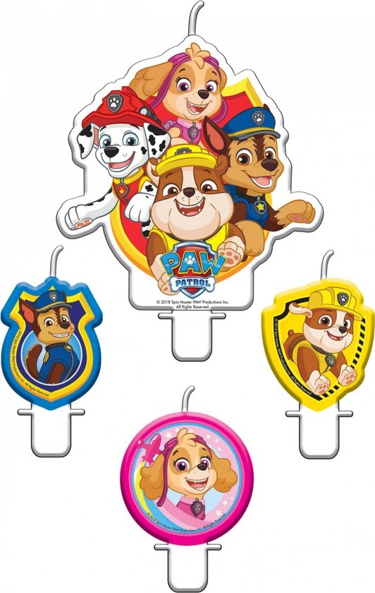 AMSCAN - 4 Paw Patrol verjaardagskaarsjes