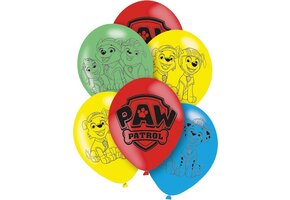 Amscan Paw Patrol themafeest ballonnen - 6x - gekleurd - 28 cm - voor kinderen