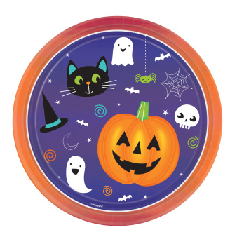 8 Borden Halloween Vrienden Rond Papier 23 cm