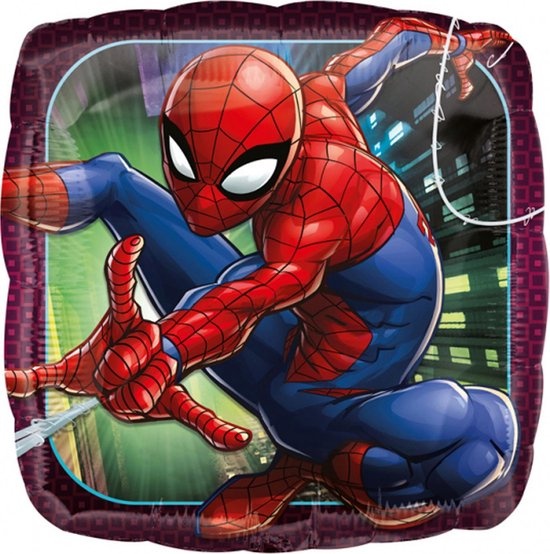 Vierkante aluminium Spiderman™ ballon - Feestdecoratievoorwerp