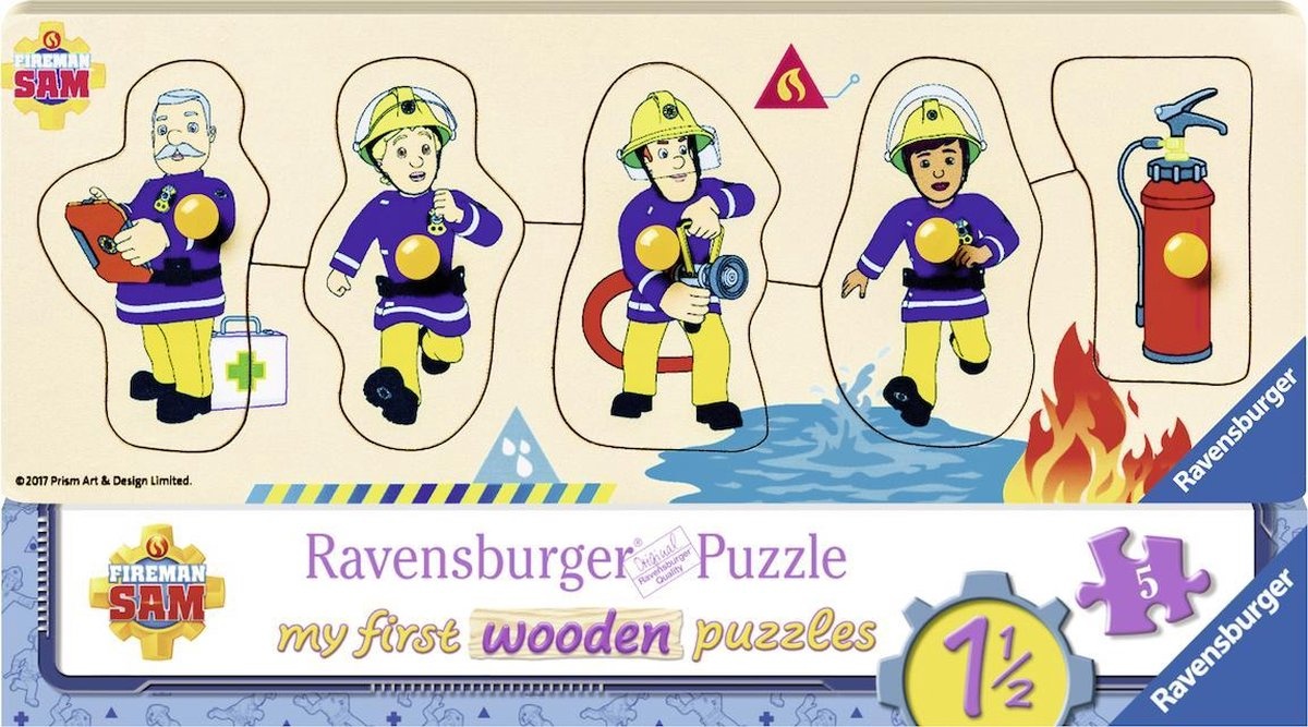 Ravensburger houten puzzel Brandweerman Sam en zijn vrienden - 5 stukjes