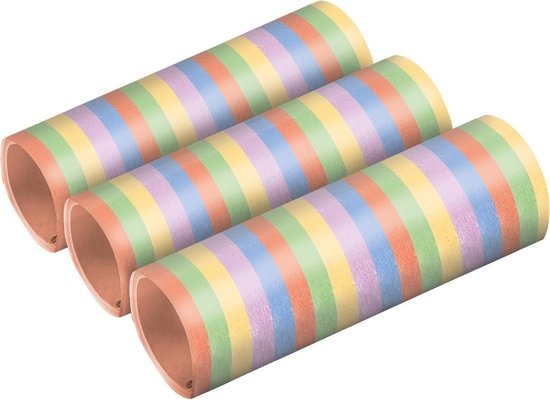 serpentinerollen pastel 0,7 x 400 cm papier 3 stuks assorti