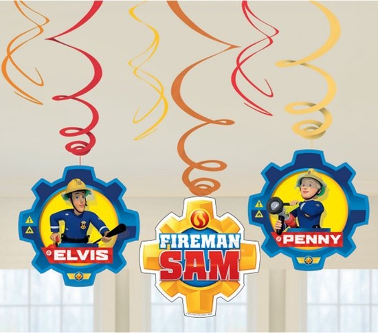 AMSCAN - 6 hangversieringen Brandweerman Sam