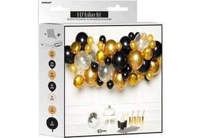 Amscan Ballonslinger Latex 1 Meter Zwart/goud 66-delig