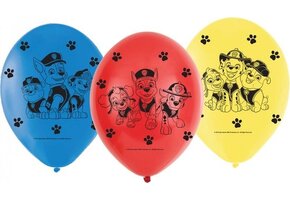 PAW Patrol - Ballonnen - 23 cm - Blauw/Rood/Geel - 6 stuks