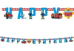 RIETHMULLER - Papieren slinger Happy Birthday Sam de brandweerman 180 cm