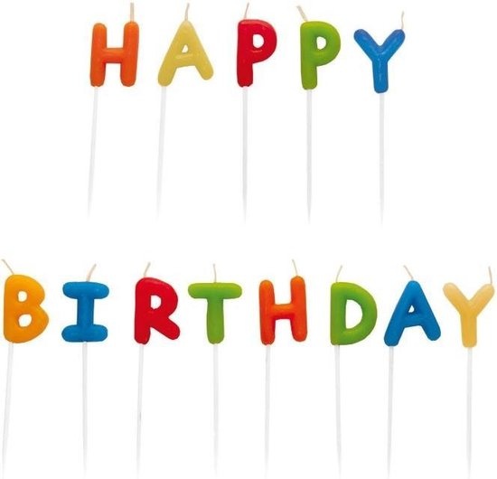 Amscan Verjaardagskaarsje Happy Birthday 7,5 Cm 13 Stuks