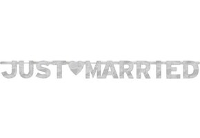 Letterslinger Just Married Zilver 167 Cm