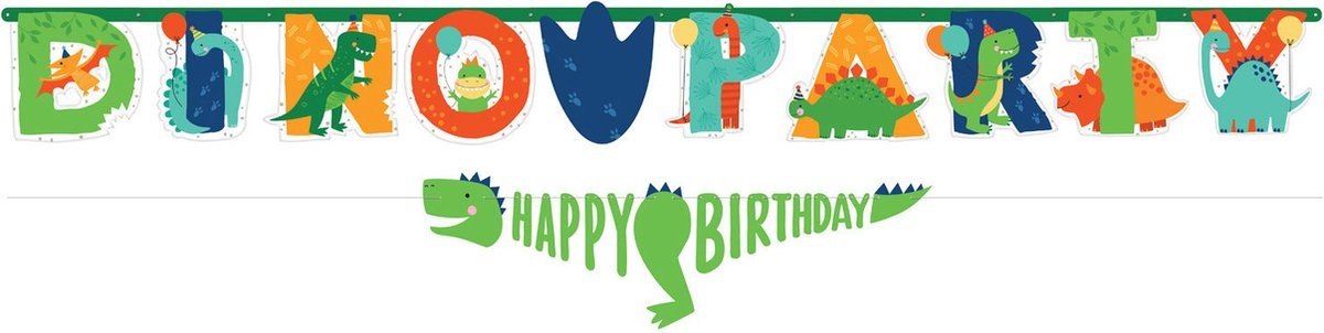 Amscan Letterslingers Dinofeest 230 Cm Junior Karton Groen 2-delig