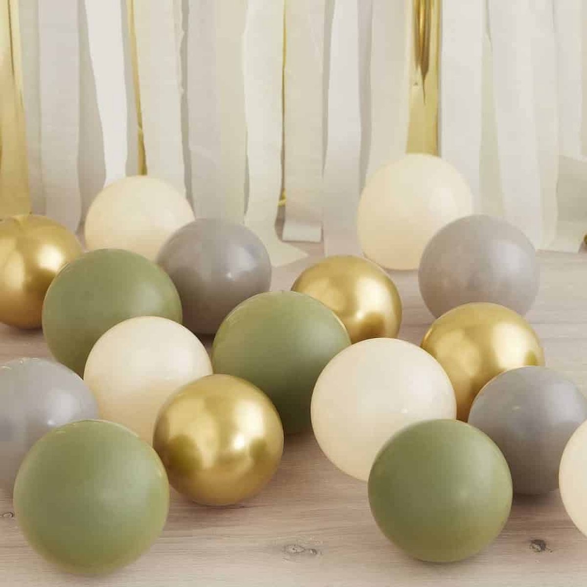 Set Ballonnen mini Olijf & Goud - 40 stuks