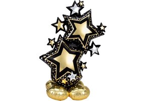 Amscan - Airloonz Sterren zwart goud - 86 x 149 cm