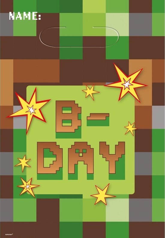 Amscan Feestzakjes Minecraft Tnt Party 24 X 16,5 Cm Bruin 8 Stuks