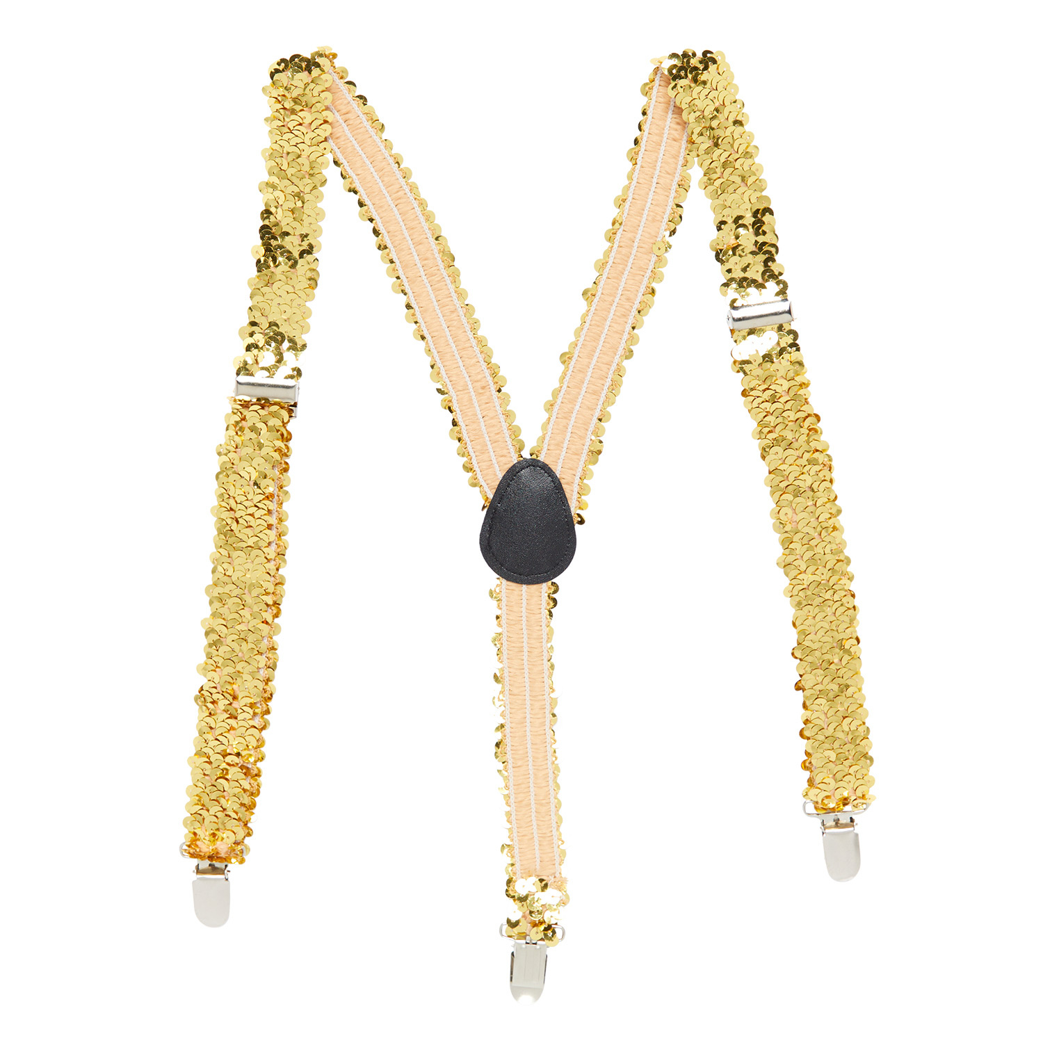 Gouden pailletten bretels - Maat Volwassene