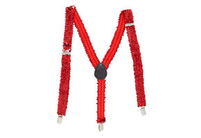Rode pailletten bretels - Maat Volwassene
