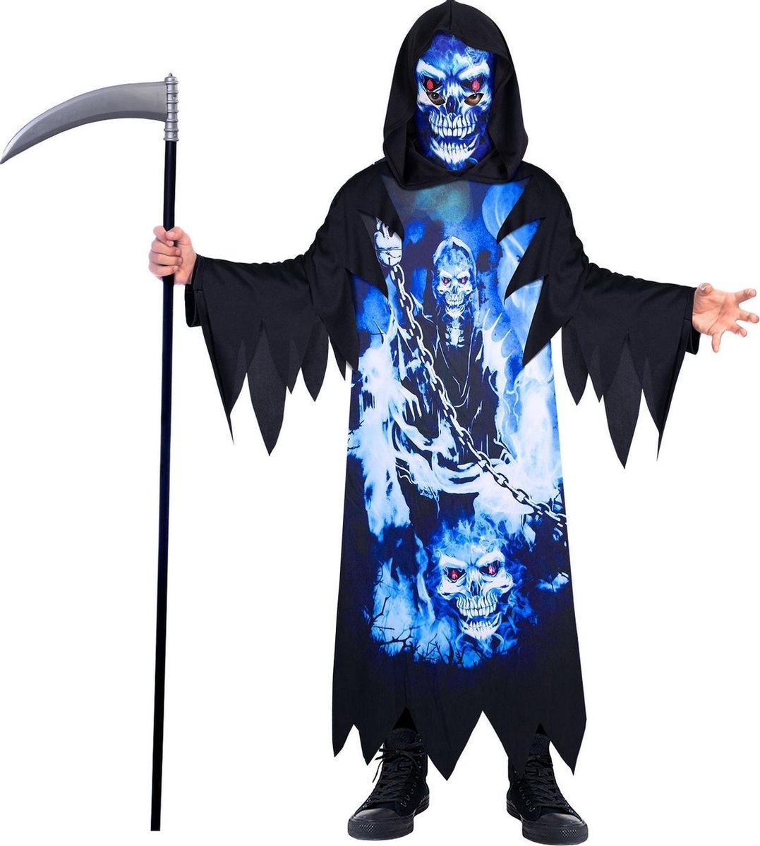 Amscan Kinderkostuum Neon Reaper Jongens Blauw/zwart Mt 10-12 Jaar