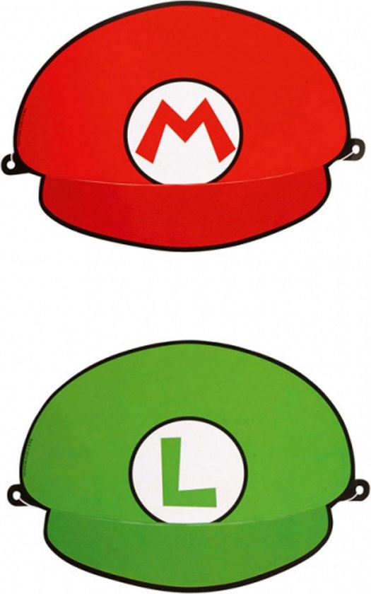 Super Mario feest thema hoedjes 8x stuks - Feestartikelen - Kinder verjaardag feestjes