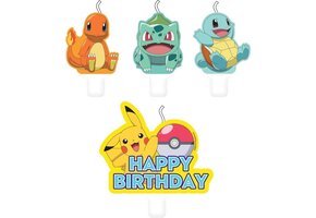 AMSCAN - 4 Pokemon verjaardag kaarsjes