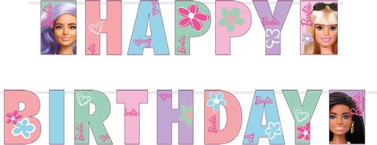 RIETHMULLER - Papieren banner Happy Birthday Barbie Sweet Life 180 x 15 cm