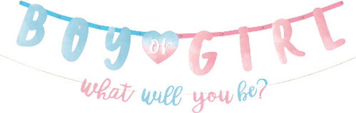 Geboorteslinger The Big Reveal 187 Cm Papier Blauw/roze