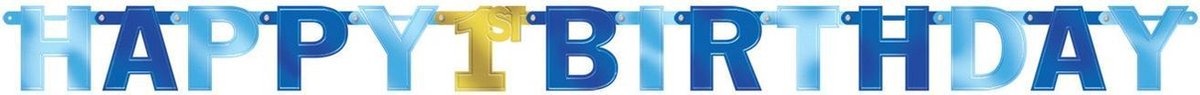 Letterslinger Eerste Verjaardag Jongens Blauw 227 Cm