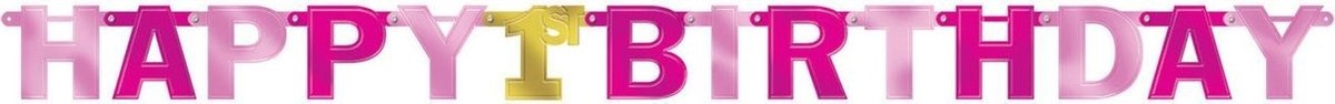 Letterslinger Eerste Verjaardag Meisjes Roze 227 Cm