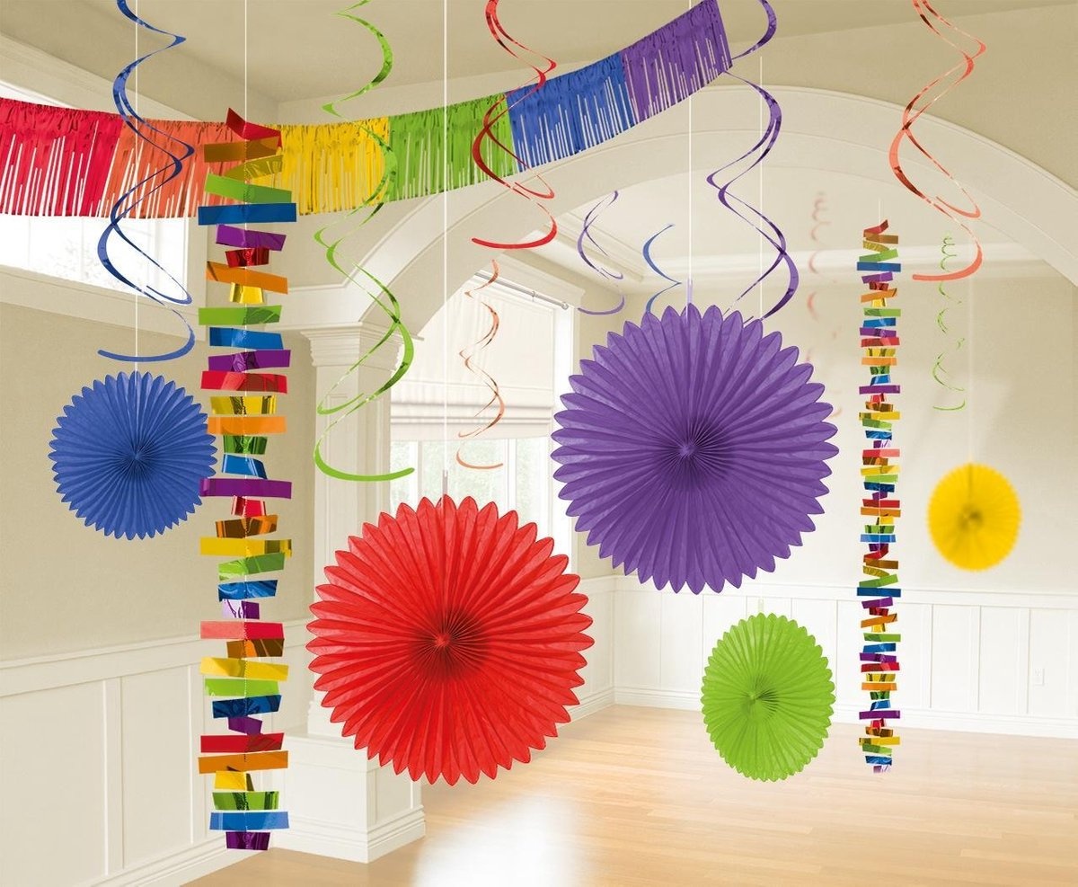 Feest decoratieset Regenboog 18-delig