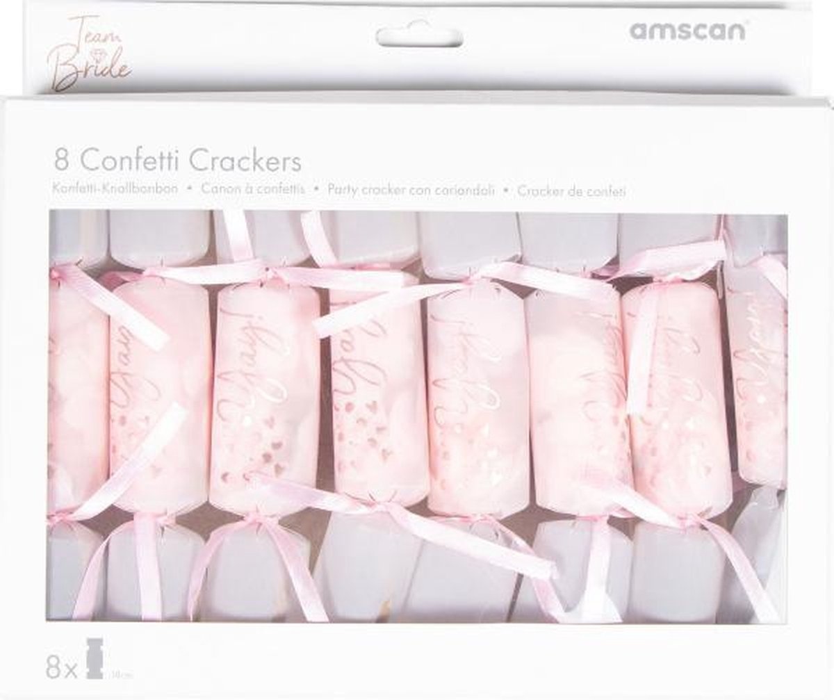 Confetti Crackers - Partypopper Vrijgezellenfeest Dames 18 Cm Roze 8 Stuks