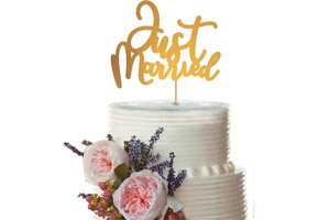 Cake topper Just Married goud