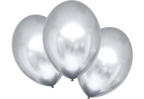 AMSCAN - 6 Satijnzilveren latex ballonnen 28 cm