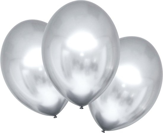 AMSCAN - 6 Satijnzilveren latex ballonnen 28 cm