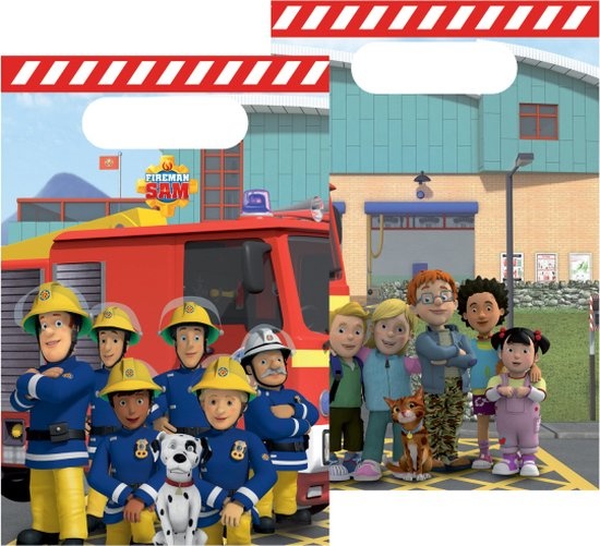 Amscan - Brandweerman Sam - Uitdeelzakjes - 8 stuks