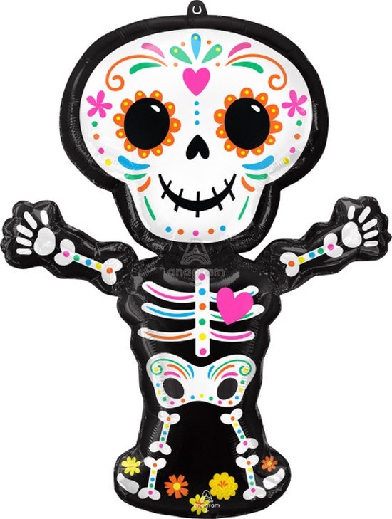 Anagram Folieballon Day Of The Dead Skeleton 86 X 66 Cm Wit