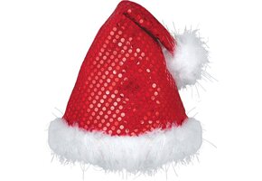 Amscan Kerstmuts Glitter 35 X 33 Cm Polyester Rood/wit
