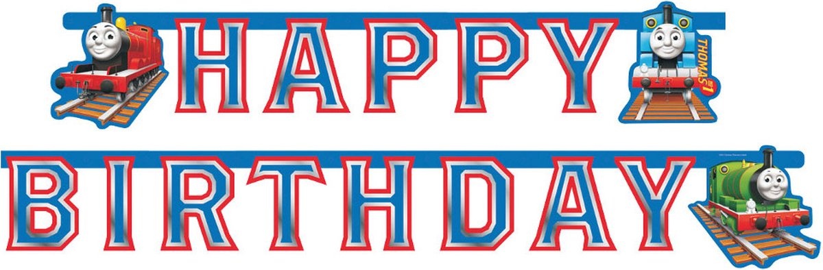Kartonnen Thomas de Trein slinger/Banner - Trein - Cartoon - Thomas de trein - Kinderverjaardag - Feestje