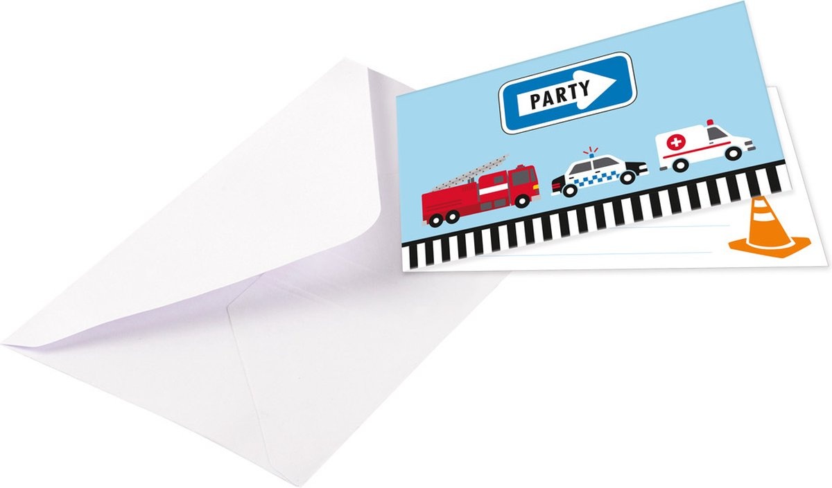 Uitnodigingen On The Road Papier Blauw 8 Stuks