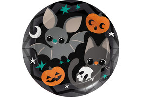 8 Borden Halloween Cats & Bats Rond Karton 23 cm