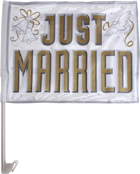 Amscan Autovlag "just Married" Wit/goud